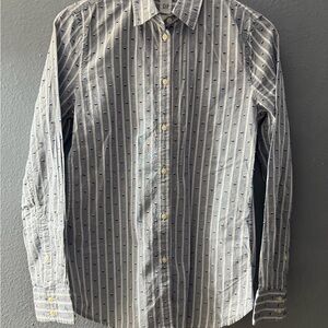 GAP Men’s Blue and White Striped Button-Down Shirt